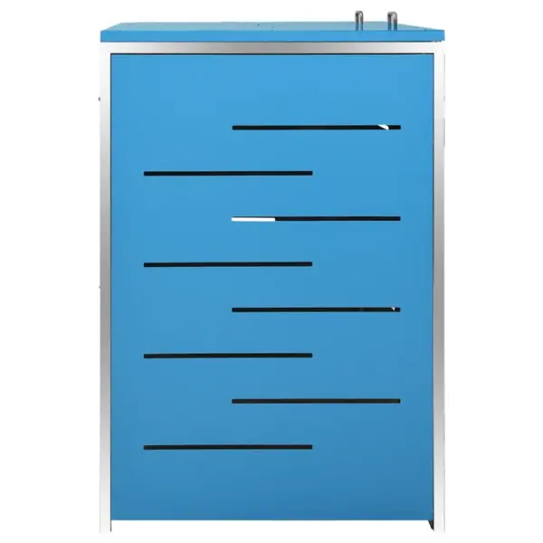 Kahe prügikasti kuur, taevasinine tsingitud teras, lukustatav, 138 x 77,5 x 112,5 cm – 6