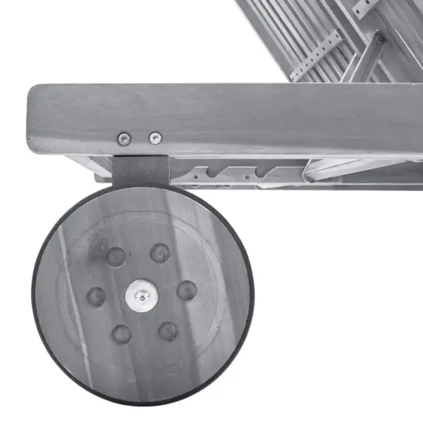 Kahekohaline akaatsiapuidust päevitustool rataste ja istmepatjadega, hall, 200 x 123 cm – 4