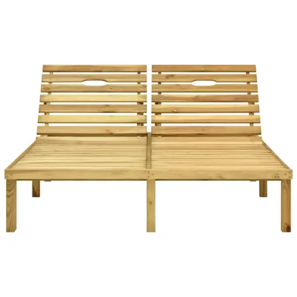 Kahekohaline immutatud männipuidust päevitustool hallide patjadega, reguleeritava seljatoega, 200 x 138 cm - 3