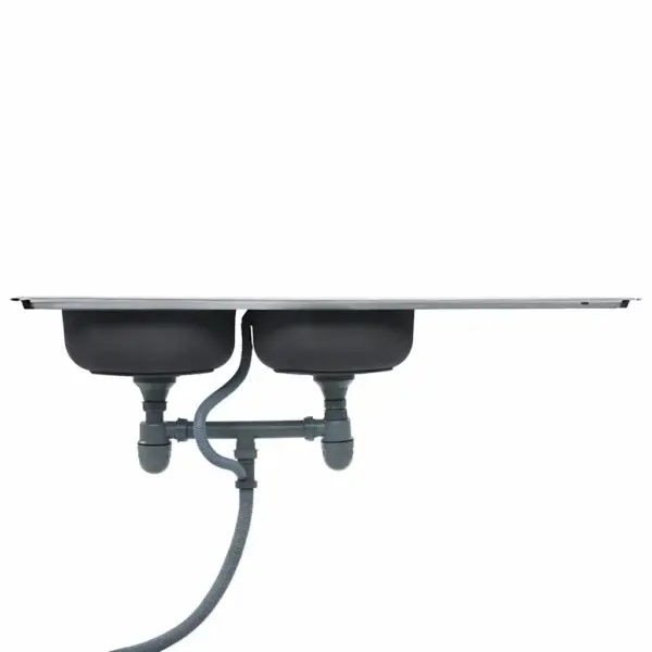 Kahekordne köögivalamu kuivamisaluse, sõela ja haisulukuga, roostevaba teras, 120 x 50 cm, hõbedane – 6