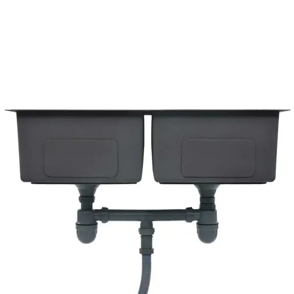 Kahekordne käsitsi valmistatud köögivalamu, harjatud roostevaba teras, hõbedane, 76 x 44 x 20 cm – 5