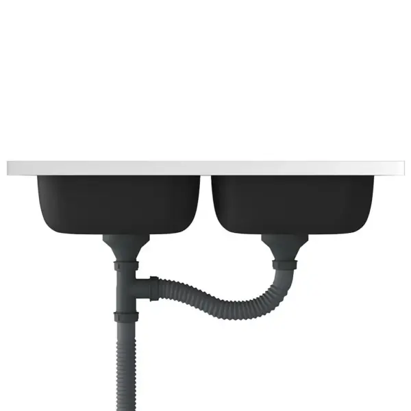 Kahe kausiga köögivalamu äravoolukomplektiga, roostevaba teras, hõbedane, töötasapinnale, 800 x 500 x 155 mm – 5