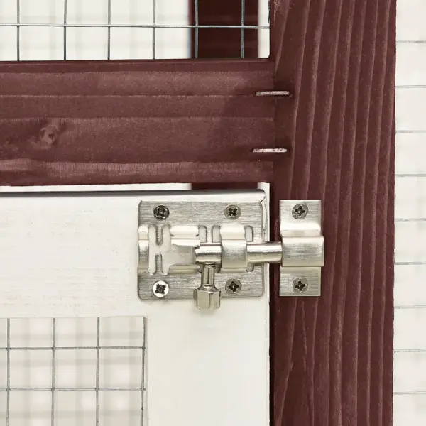 Kahekorruseline kuusepuidust küülikupuur veekindla katusega, kohvipruun ja valge, 140 x 63 x 120 cm – 6