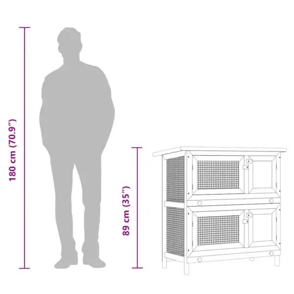 Kahekorruseline õueküülikupuur 4 uksega, punane-valge, 90 x 45 x 90 cm – 9