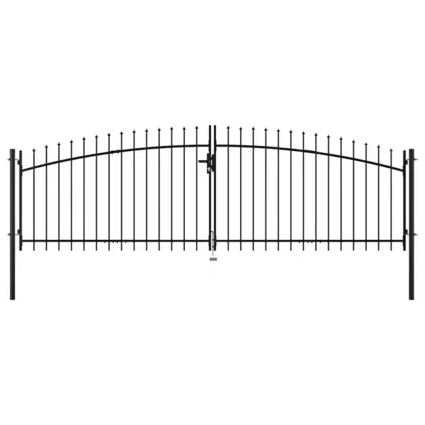 Kahepoolne must aiavärav nooleotstega, pulbervärvitud teras, 400 x 175 cm – 2