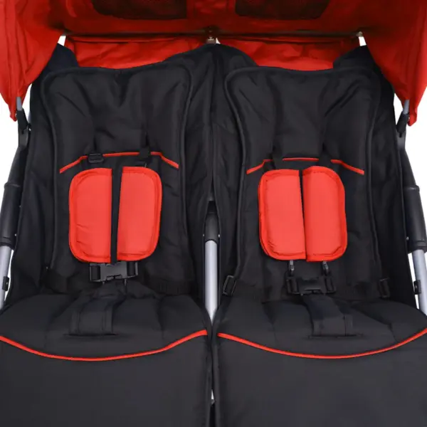 Kokkupandav kaksikute jalutuskäru terasraamiga, punane ja must, 80 x 96 x 104 cm – 8