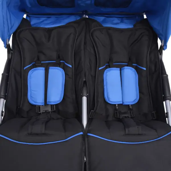 Kaksikute jalutuskäru kokkupandav, sinine-must, terasraamiga – 8