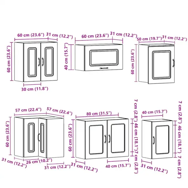 11-osaline nurgaga köögikapikomplekt Kalmar, läikiv valge, tehispuit ja klaas – 10