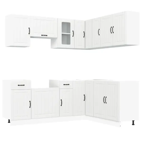 Valge 11-osaline köögikapikomplekt Kalmar, tehispuit ja klaas – 2