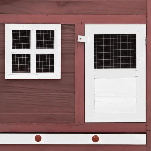 Puidust kanakuut pesakastiga, kohvipruun ja valge, 191 x 67 x 117 cm – 7