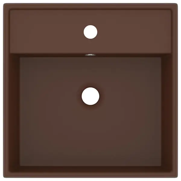 Kandiline keraamiline valamu ülevooluavaga, matt tumepruun, 41 x 41 cm – 3