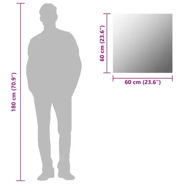 Kandiline seinapeegel, hõbedane klaas, 60 x 60 cm – 8