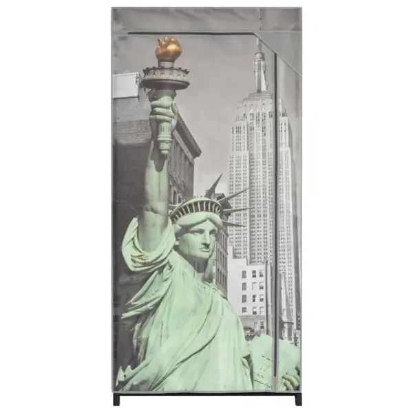 Kangast riidekapp New York trükiga, hall, 75 x 45 x 160 cm – 3