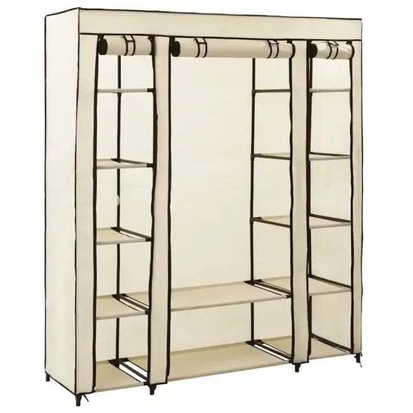 Kokkupandav kangast riidekapp sektsioonidega, kreemjasvalge, 150 x 45 x 176 cm – 2