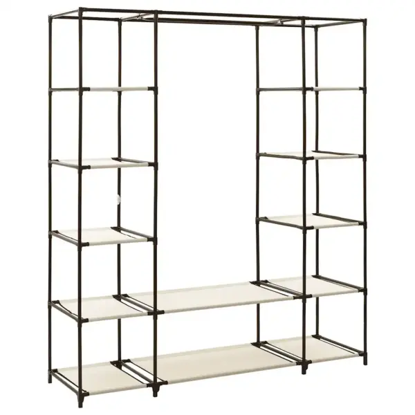 Kokkupandav kangast riidekapp sektsioonidega, kreemjasvalge, 150 x 45 x 176 cm – 3