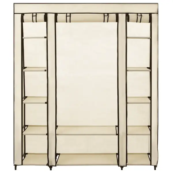 Kokkupandav kangast riidekapp sektsioonidega, kreemjasvalge, 150 x 45 x 176 cm – 4