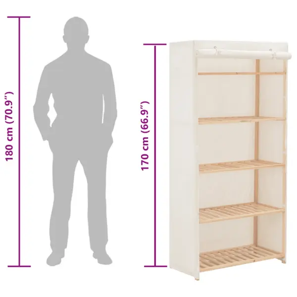 Kangast riidekapp valge, kuusepuidust raam, 79 x 40 x 170 cm – 7