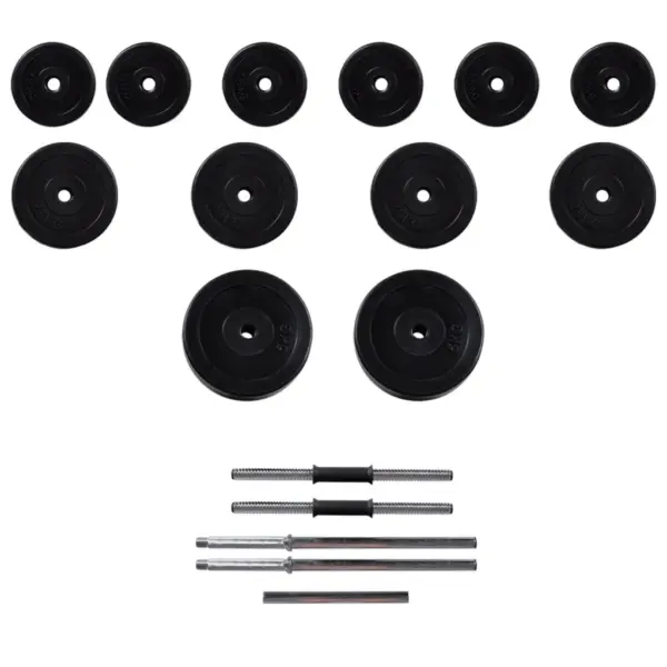 Reguleeritav kangi- ja kükiraam tõstekangi ja hantlite komplektiga, 30,5 kg, valge/must teras – 8