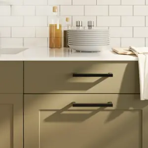 Kapi ja sahtli käepidemed 10 tk, must roostevaba teras, 160 mm