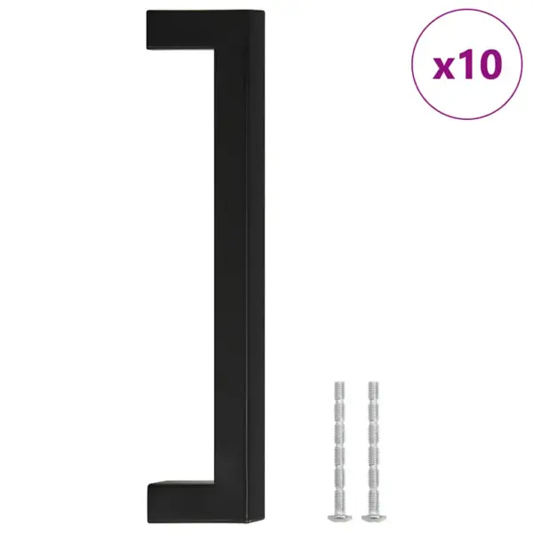 Kapi ja sahtli käepidemed 10 tk, must roostevaba teras, 160 mm – 2