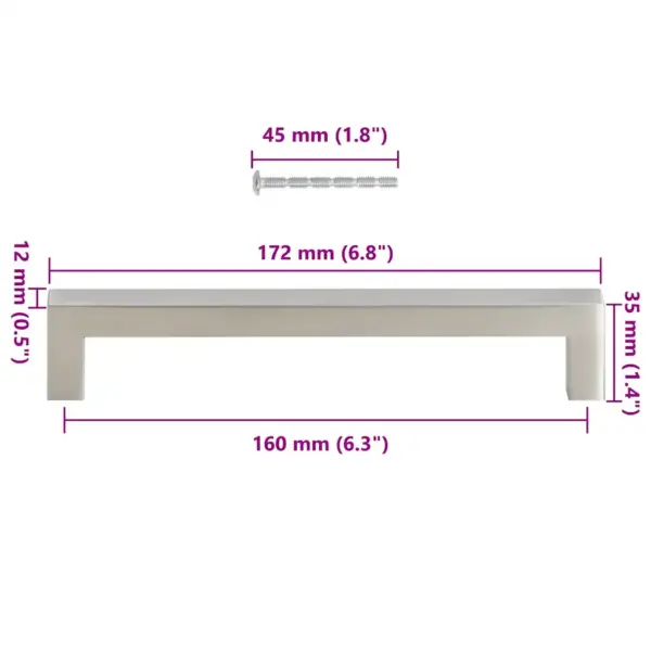 Kandilised kapi käepidemed, 10 tk, hõbedane roostevaba teras, 160 mm auguvahega – 10