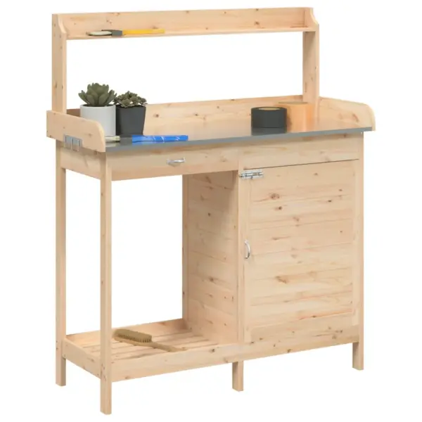 Kapiga istutuslaud tsingitud tööpinnaga, nulupuit, 110,5 x 45 x 124,5 cm – 4