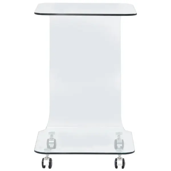 Läbipaistev karastatud klaasist kohvilaud ratastega, 45 x 40 x 63 cm – 2