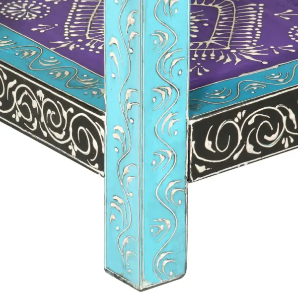 Käsitsi maalitud mitmevärviline konsoollaud 2 sahtli ja riiuliga, mangopuit, 80 x 35 x 75 cm – 7