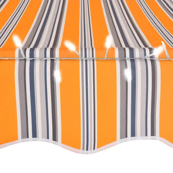 Käsitsi sissetõmmatav varikatus LED-valgustusega, triibuline oranž, 100 cm – 5