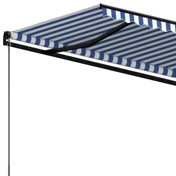 Käsitsi sissetõmmatav terrassivarikatus, 400 x 350 cm, sinise-valge triibuline, antratsiithall raam - 5