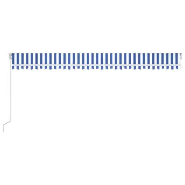 Käsitsi sissetõmmatav terrassivarikatus, sinine ja valge, 600 x 350 cm – 4