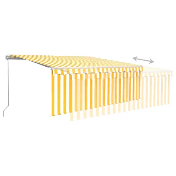Käsitsi sissetõmmatav terrassivarikatus rulooga, kollane/valge, pulbervärvitud alumiinium, 4 x 3 m – 4