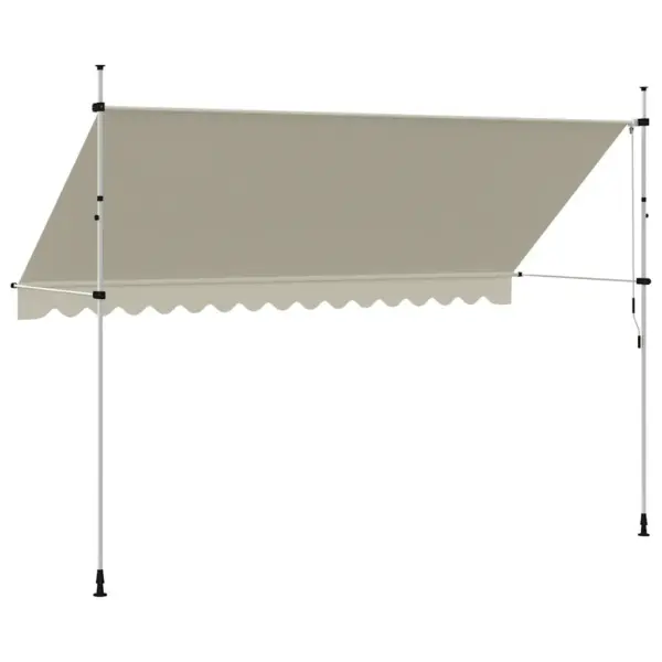 Käsitsi sissetõmmatav terrassivarikatus, kreemjasvalge, 400 cm - 5