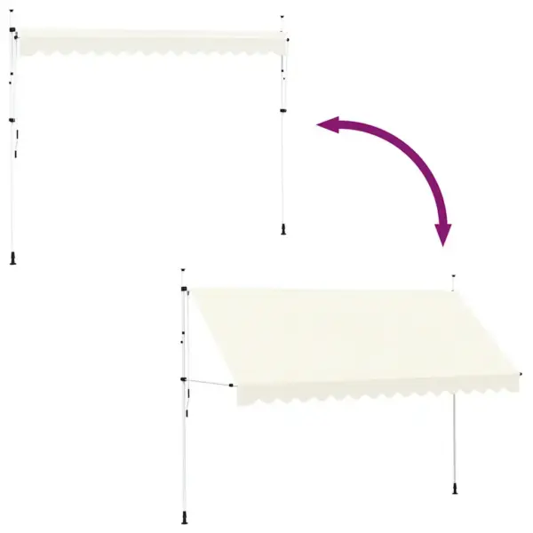 Käsitsi sissetõmmatav terrassivarikatus, kreemjasvalge, 400 cm - 6