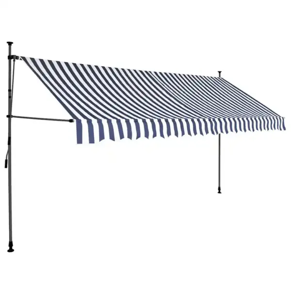 Käsitsi sissetõmmatav terrassivarikatus LED-valgustusega, sinivalge, 400 cm – 2