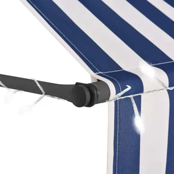 Käsitsi sissetõmmatav terrassivarikatus LED-valgustusega, sinivalge, 400 cm – 4