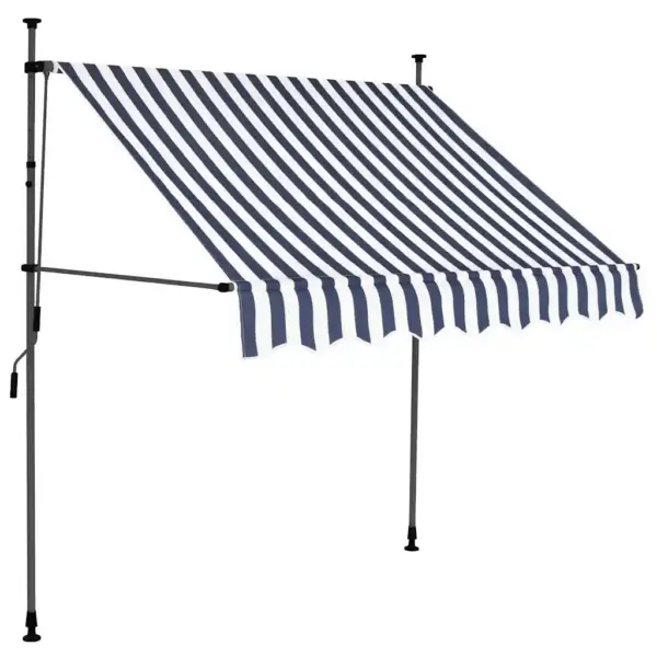 Käsitsi sissetõmmatav varikatus LED-valgustusega, 200 cm, sinine-valge – 2