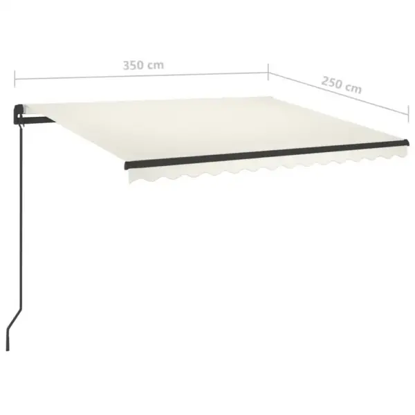 Käsitsi sissetõmmatav varikatus LED-valgustusega, 3,5 x 2,5 m, kreemjasvalge/antratsiithall - 11