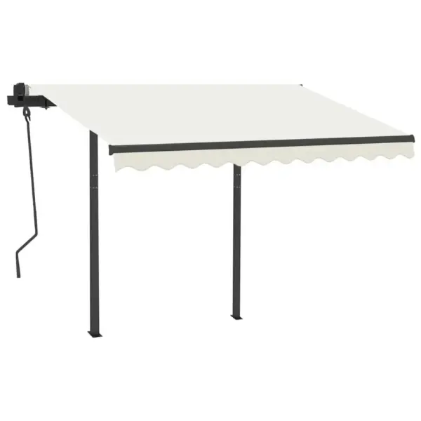 Käsitsi sissetõmmatav varikatus LED-valgustusega, 3,5 x 2,5 m, kreemjasvalge/antratsiithall - 3