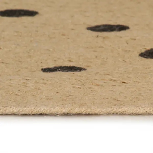Käsitsi valmistatud ümmargune džuutvaip täpilise mustriga, naturaalne/must, 90 cm – 3