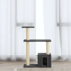 Kassimaja sisalnööriga kraapimispostidega, tumehall, 70 cm