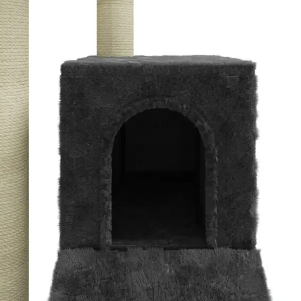 Tumehall kassimaja sisalköiega kraapimispostidega, kaldtee ja majakesega, 92 cm – 7