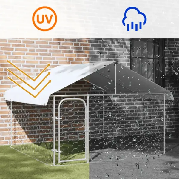 Katusega koeraaed välitingimustesse, hõbedane tsingitud teras, 200 x 200 x 150 cm – 12