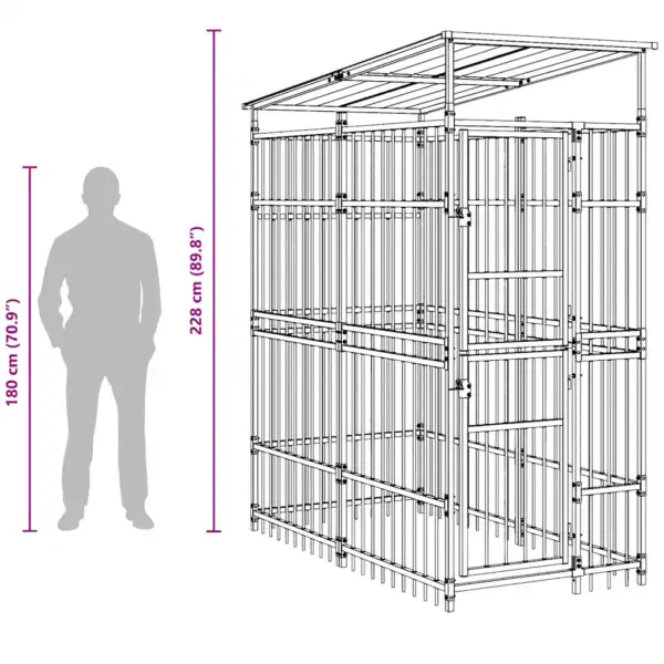 Katusega koeraaedik, must pulbervärvitud teras, 96 x 192 x 200 cm – 12