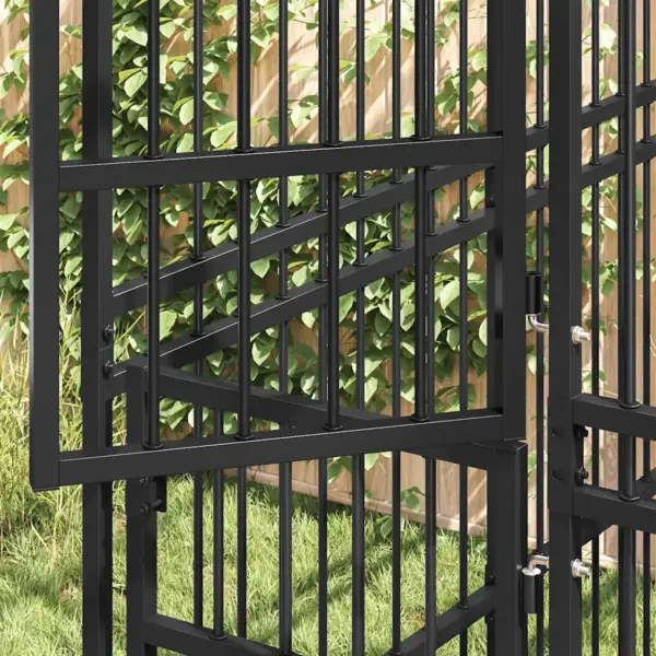 Katusega koeraaedik, must pulbervärvitud teras, 96 x 192 x 200 cm – 3