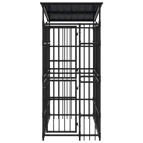 Katusega koeraaedik, must pulbervärvitud teras, 96 x 192 x 200 cm – 5