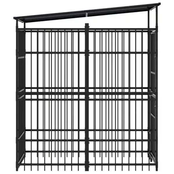 Katusega koeraaedik, must pulbervärvitud teras, 96 x 192 x 200 cm – 6