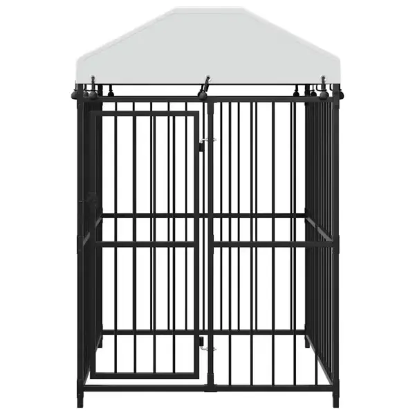 Katusega koeraaedik õue, must teras, 120 x 120 x 150 cm – 4