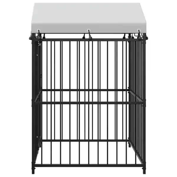 Katusega koeraaedik õue, must teras, 120 x 120 x 150 cm – 5