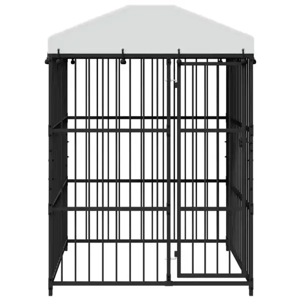 Katusega õuekoeraaedik, must tsingitud teras, 150 x 150 x 210 cm – 4